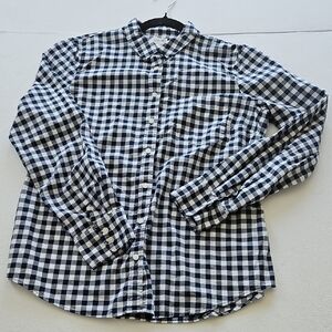 J. Crew Black and White Checkered Button Down Shirt